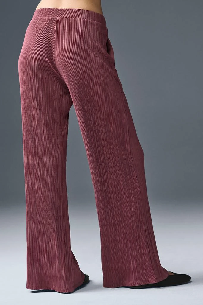 Alo High-Waist Micro Plisse Straight Leg Pant - Burgundy Truffle 4