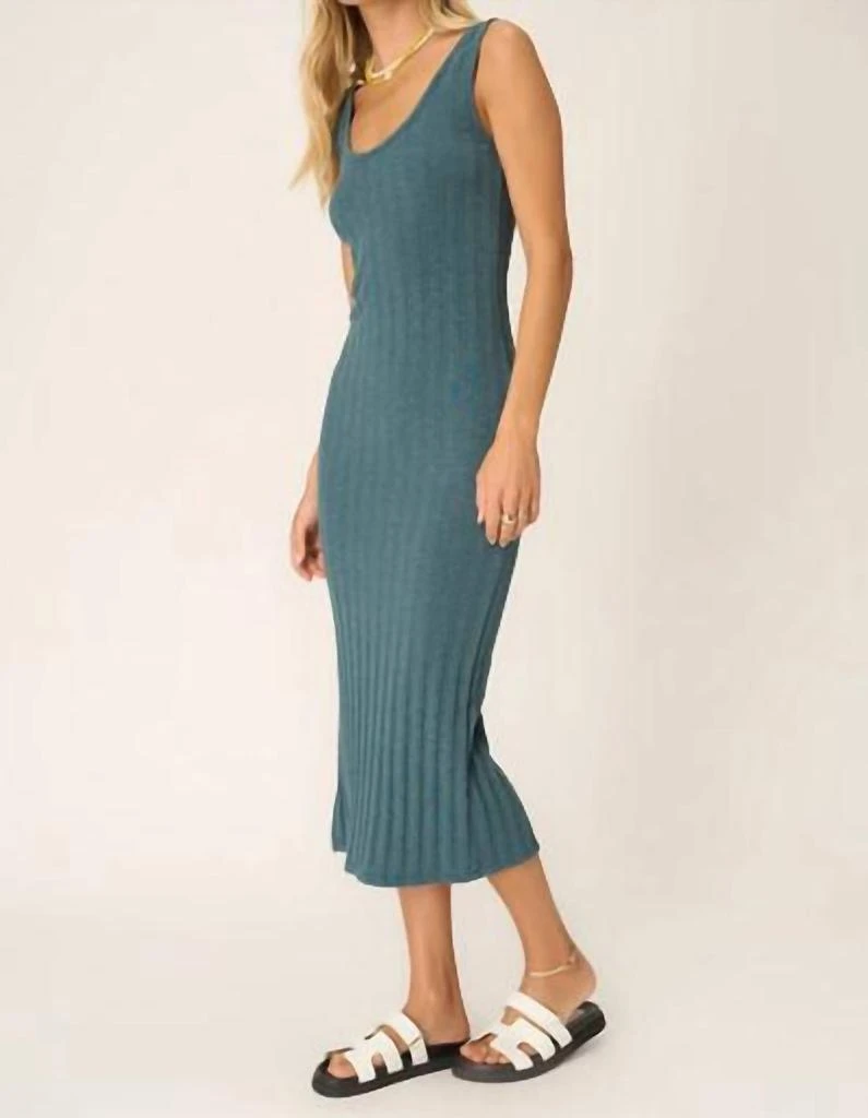 Project Social T Work It Out Scoop Neck Rib Dress In Oceanic Teal 2