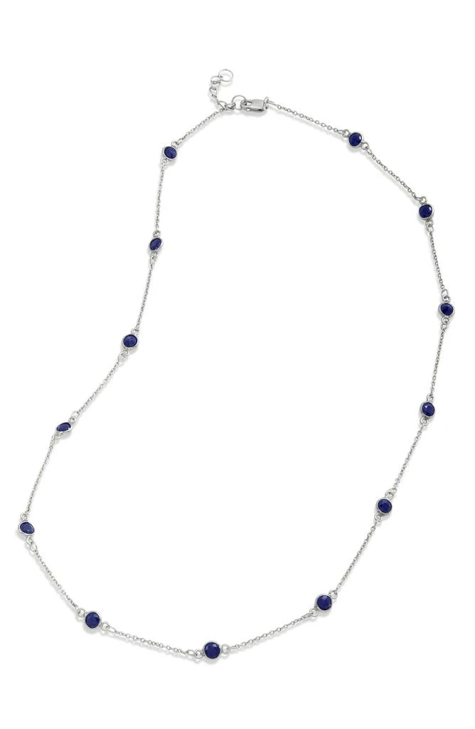 Savvy Cie Jewels Sterling Silver Sapphire Station Chain Necklace