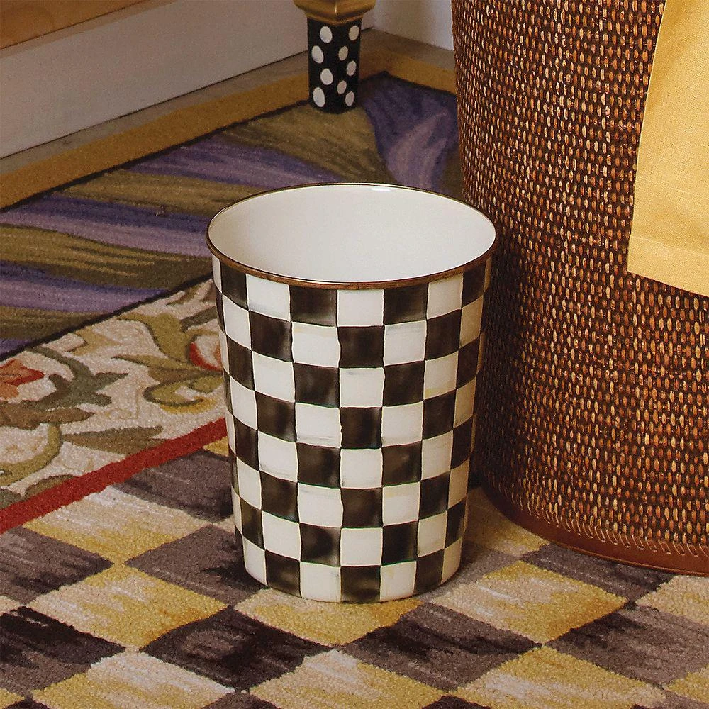 MacKenzie-Childs Courtly Check Enamel Waste Bin 3