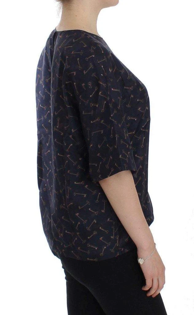 Dolce & Gabbana Dolce & Gabbana  Blue gold key print silk blouse 4