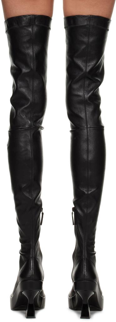 Versace Black Leather Over-The-Knee Boots