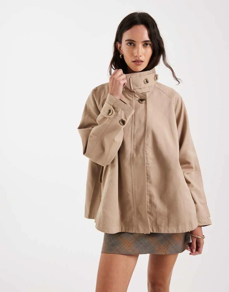ONLY ONLY high collar cape jacket in light beige