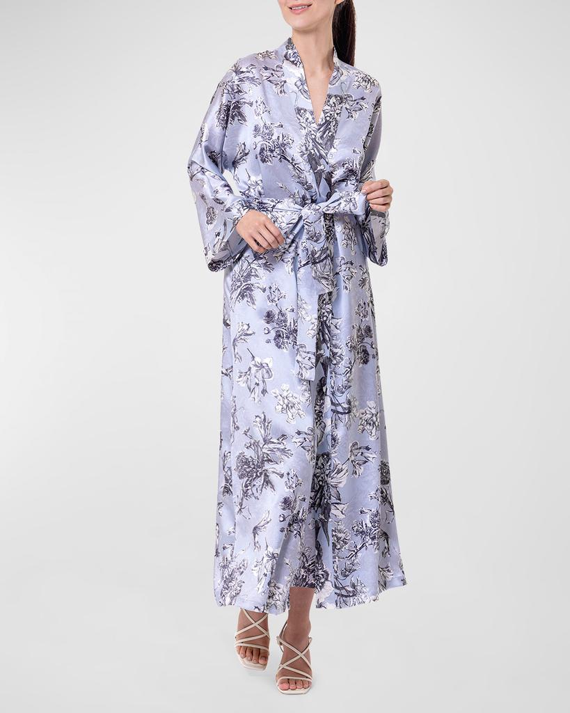 Christine Lingerie Toile Jardin Floral-Print Charmeuse Robe
