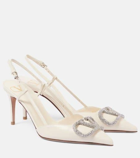 Valentino VLogo Signature leather slingback pumps 1