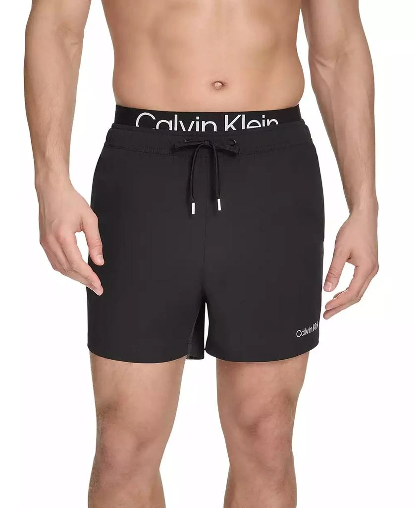 Calvin Klein Men's Logo Elastic Waist Modern Euro 5" Volley Swim Trunks 1