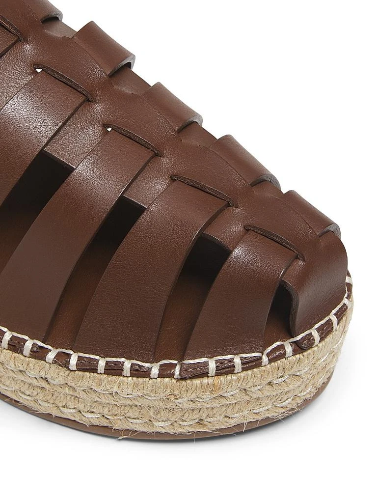 Schutz Valerie 45MM Leather &amp; Raffia Flatform Mules 5