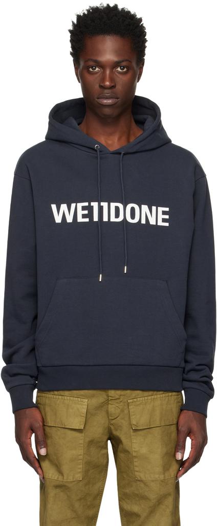 We11done Navy Fitted Basic Hoodie