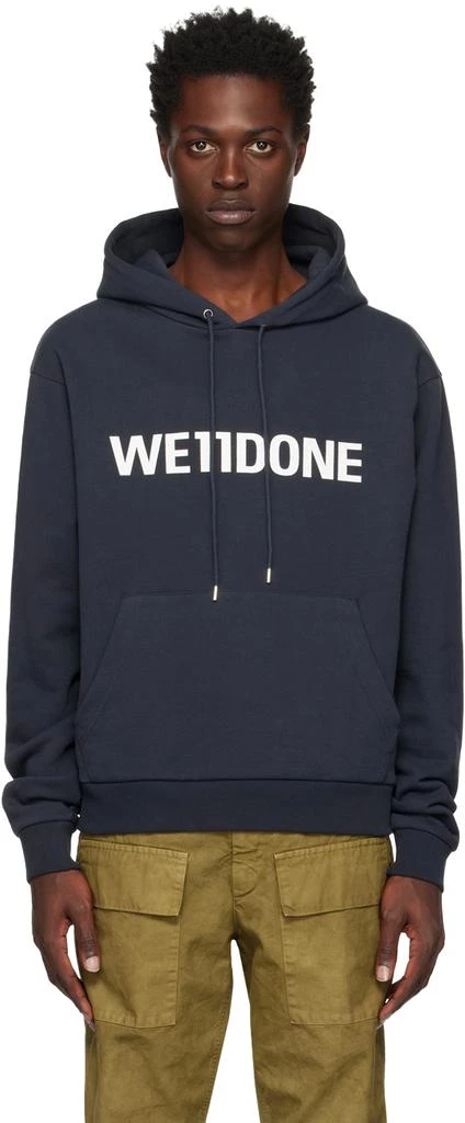 We11done Navy Fitted Basic Hoodie 1