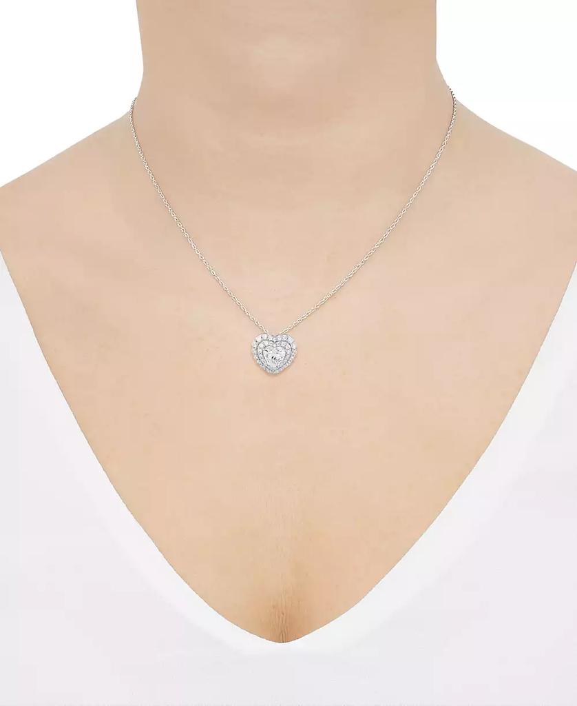 Grown With Love Lab Grown Diamond Heart Halo Pendant Necklace (1-1/2 ct. t.w.) in 14k White Gold, 16" + 2" extender