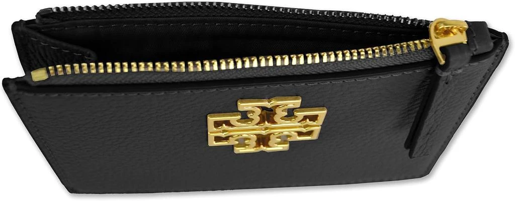 Tory Burch Tory Burch Womens 141006 Pebbled Leather Britten Zip Card Case Wallet, (001 Black) 4