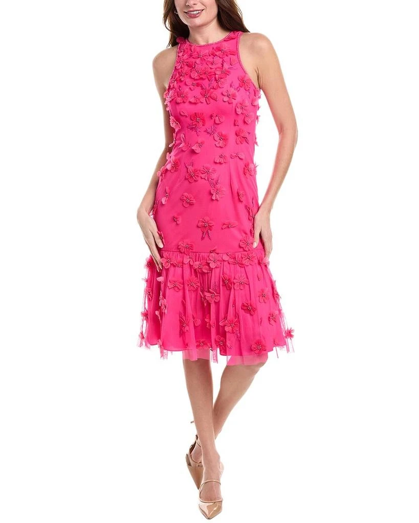 Aidan Mattox Floral Applique Embellished Midi Dress 1
