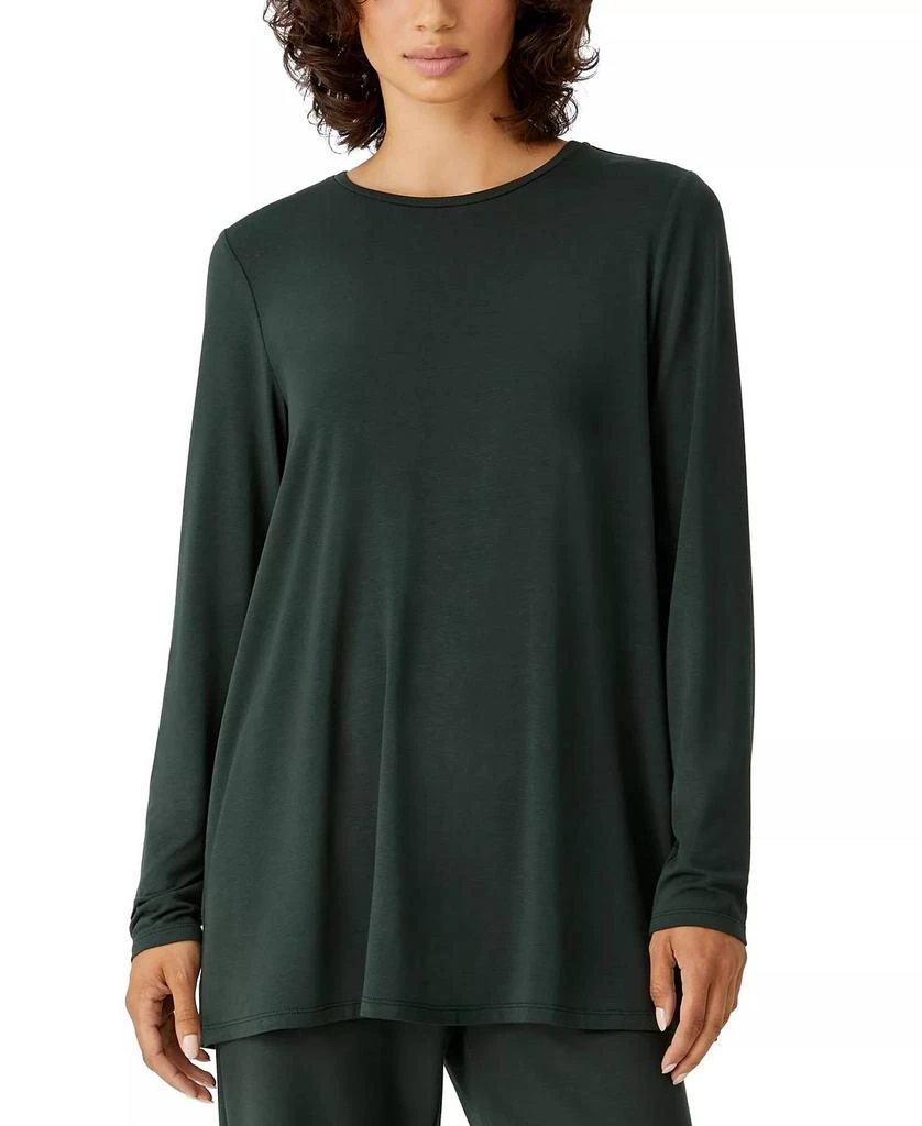 Eileen Fisher Fine Jersey Crew Neck Top In Ivy