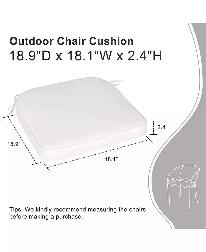 Aoodor Outdoor Dining Chair Cushions Set of 4, Waterproof Patio Furniture Seat Cushions, Outdoor Chair Pads with Ties, 18 x 19 inch 2