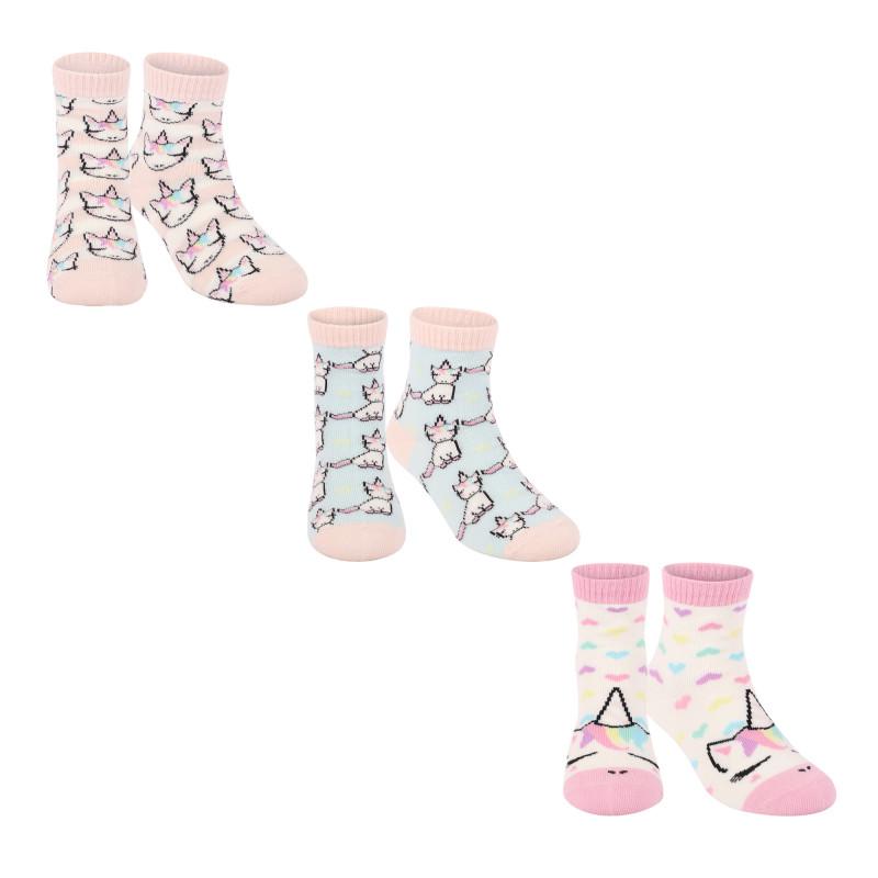 OMG! Accessories Set of socks with unicorns and love hearts in white and pink