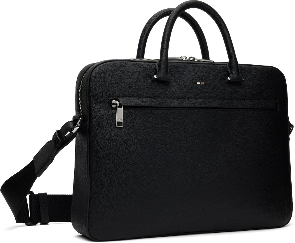 Hugo Boss Black Pebble-Grained Faux-Leather Briefcase