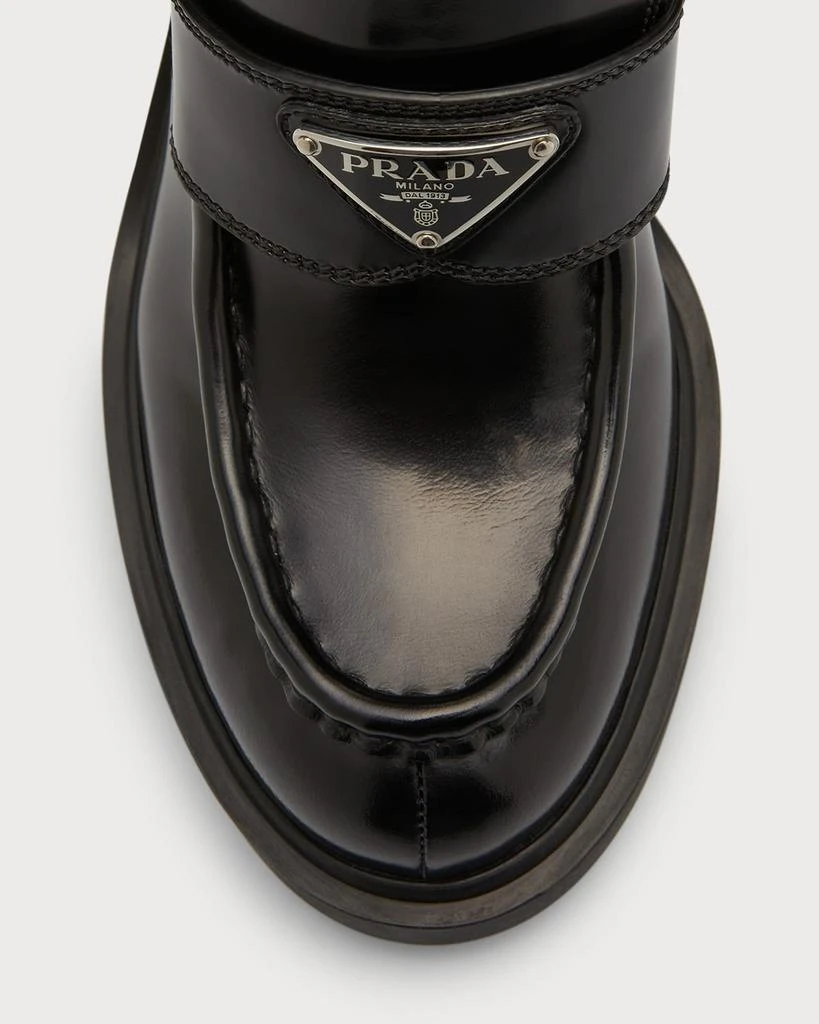 Prada Chocolate Flow Heeled Loafers 6