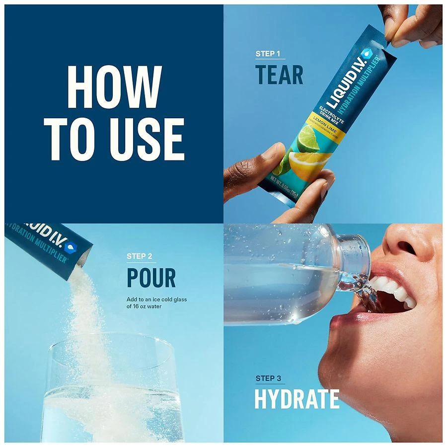 Liquid I.V. Hydration Multiplier, Electrolyte Powder, Supplement Drink Mix Lemon Lime 9