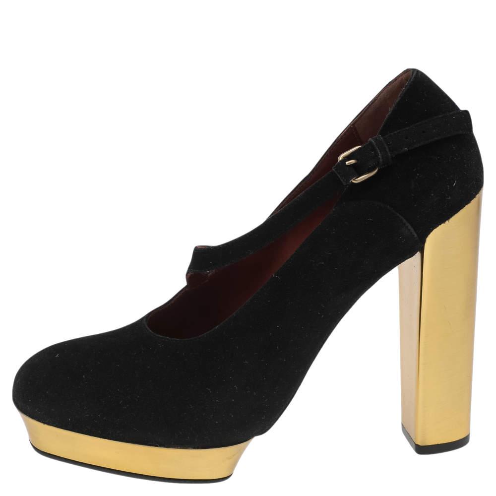 Marc by Marc Jacobs Marc by Marc Jacobs Black Suede Platform Block Heel Pumps Size 38.5