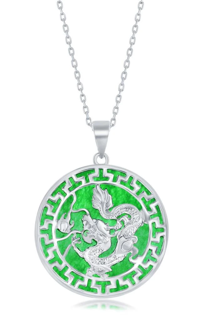 SIMONA Dragon Round Jade Pendant Necklace