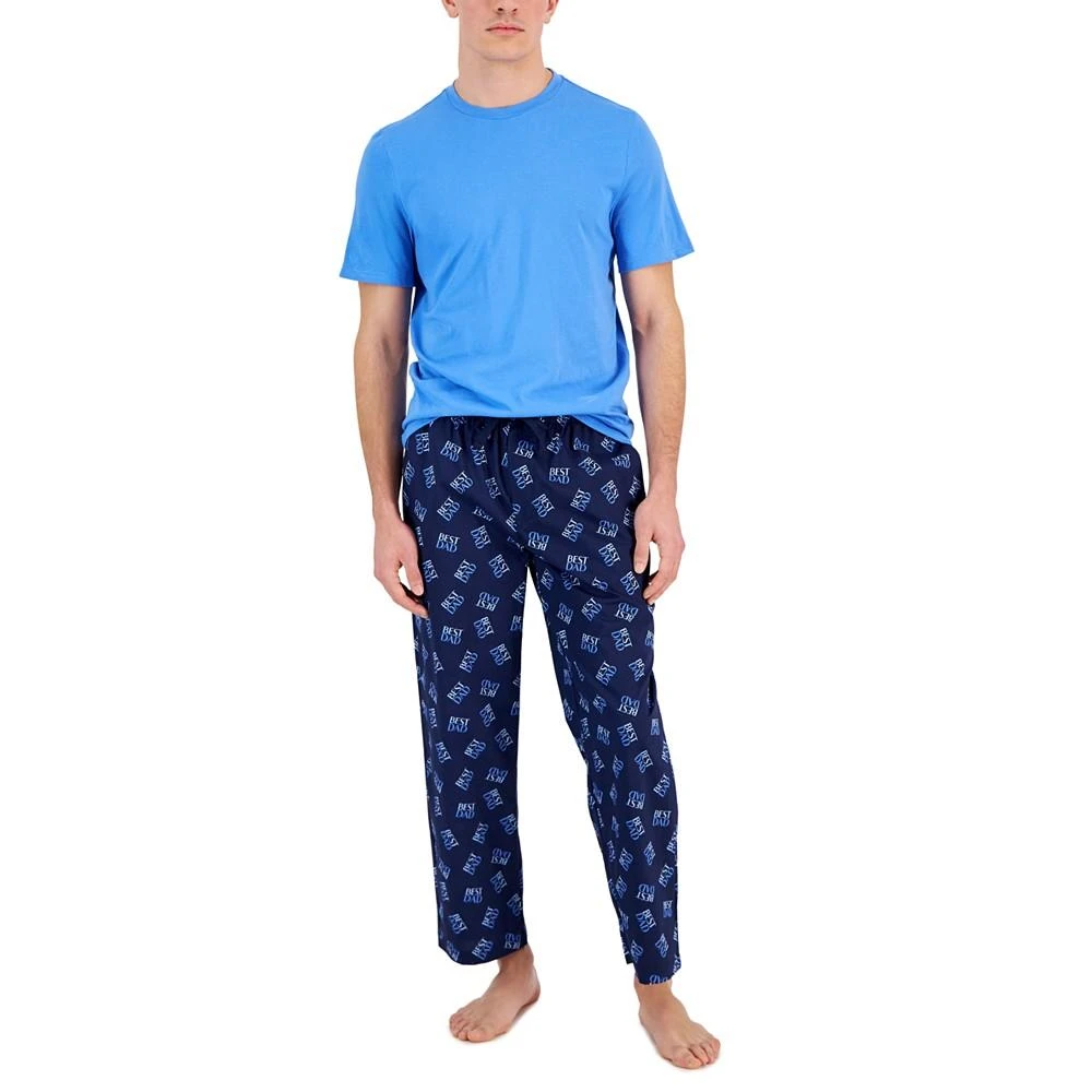 Club Room Men's 2-Pc. Solid T-Shirt & Best Dad Printed Pajama Pants Set, Created for Macy's