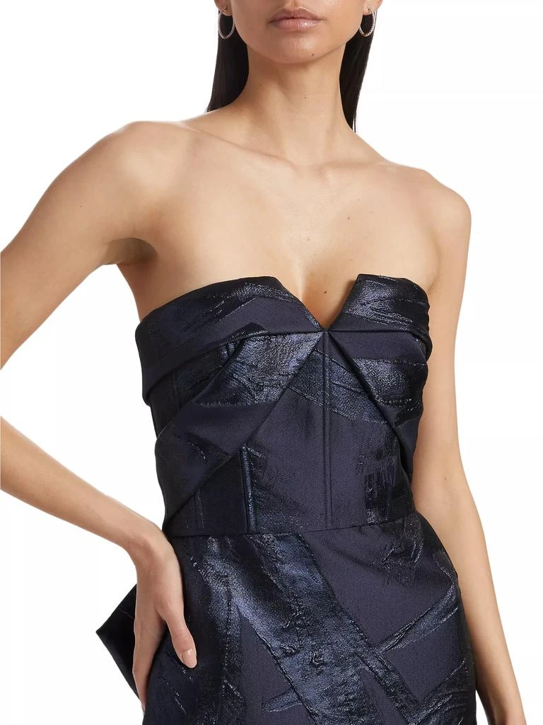 Amsale Jacquard Strapless Sheath Cocktail Dress 6