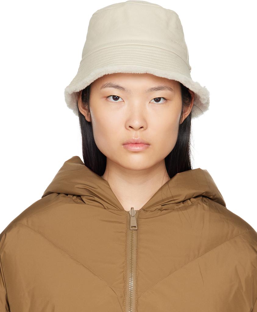 Yves Salomon Off-White Curly Reversible Bucket Hat