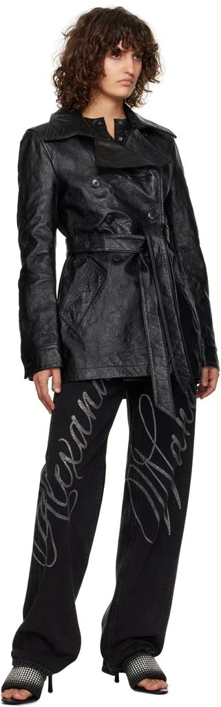 Alexander Wang Black Cropped Leather Trench Coat 4