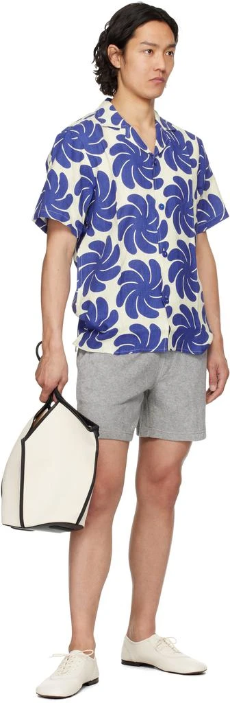 OAS Blue & Off-White Nebula Cuba Linen Shirt 4
