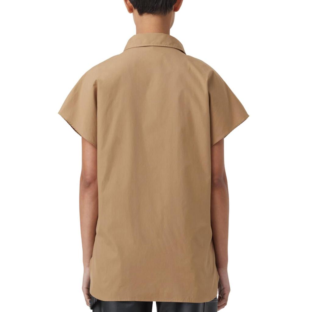 Closed Short Sleeve Blouse In Nutmeg