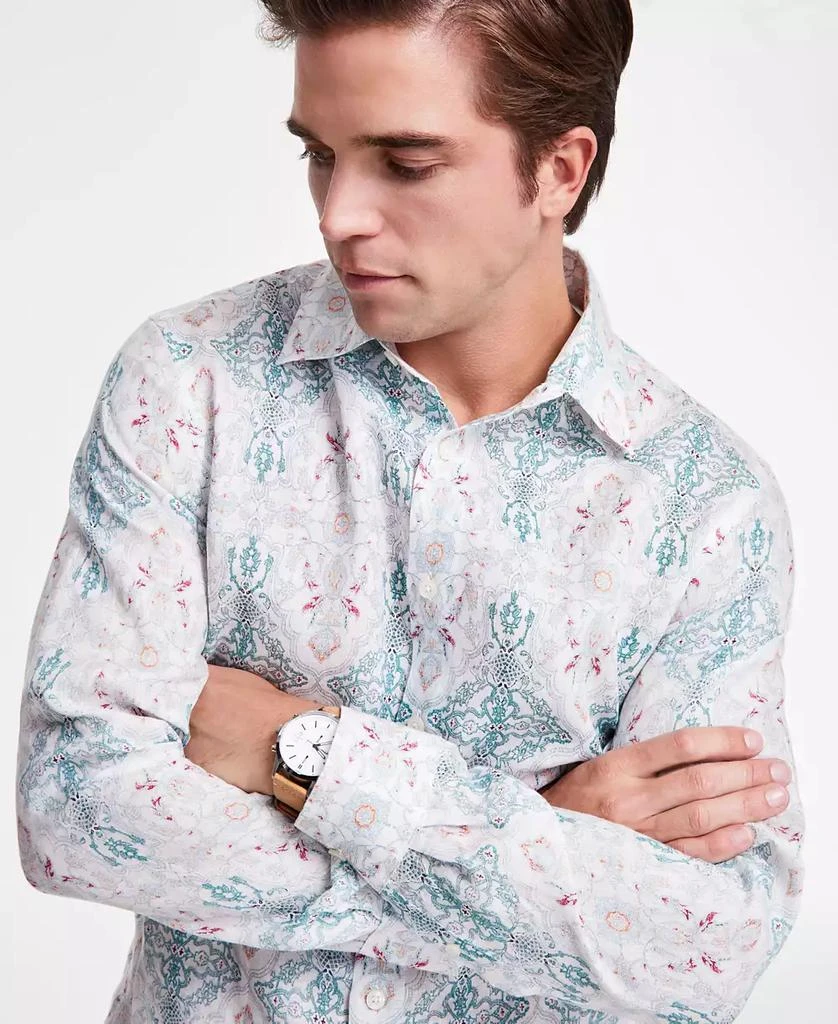 Club Room Men's Zurich Long Sleeve Button-Front Printed Linen Shirt, Exclusively at Macy's 3