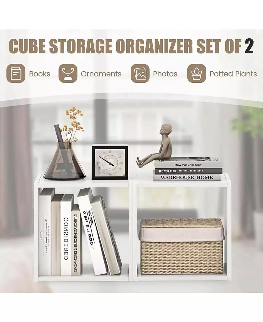 Shop Stackable Storage Cube Organizer with 2 Free-Standing Bookcase ...