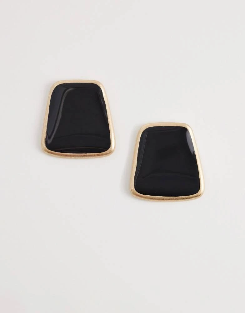 ASOS ASOS DESIGN studs with black resin stone detail in gold tone