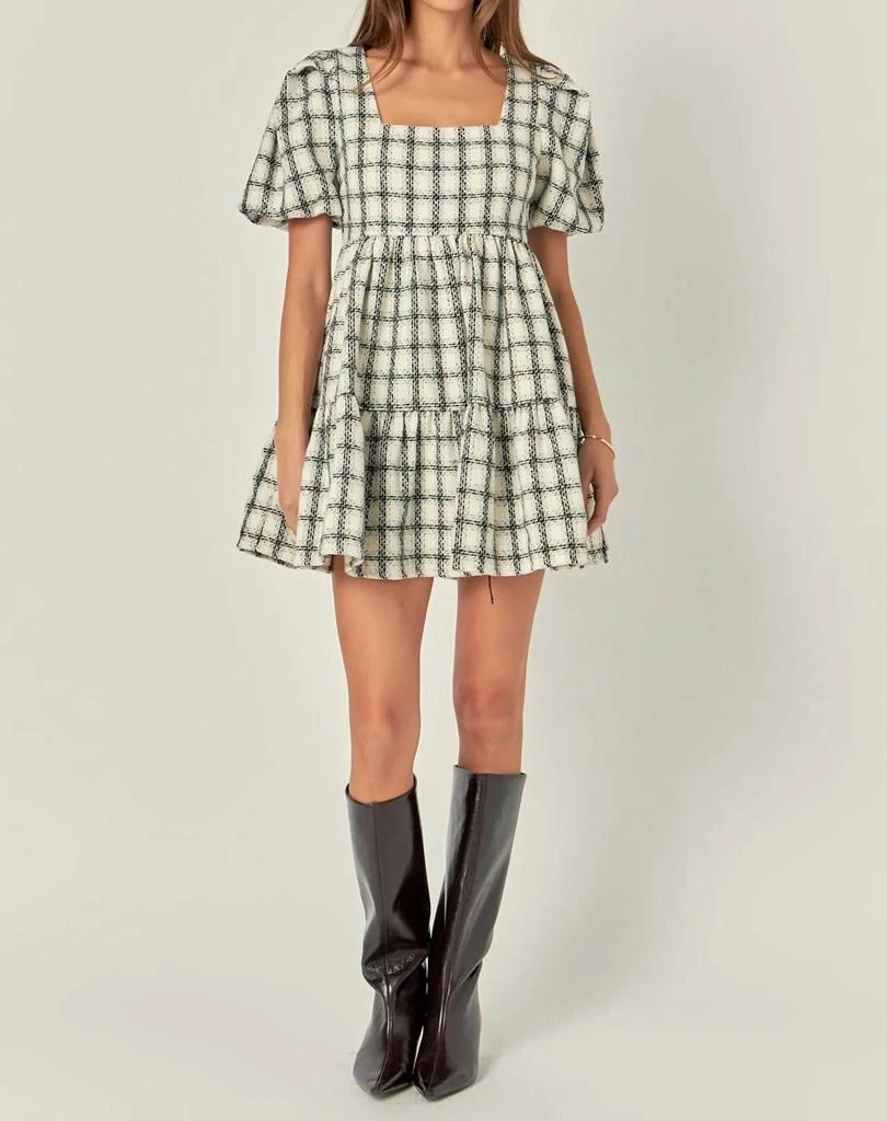 English Factory Gingham Dress In Black/white 2