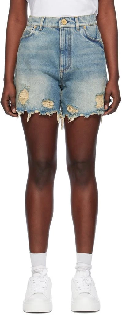 Balmain Blue Vintage Denim Shorts