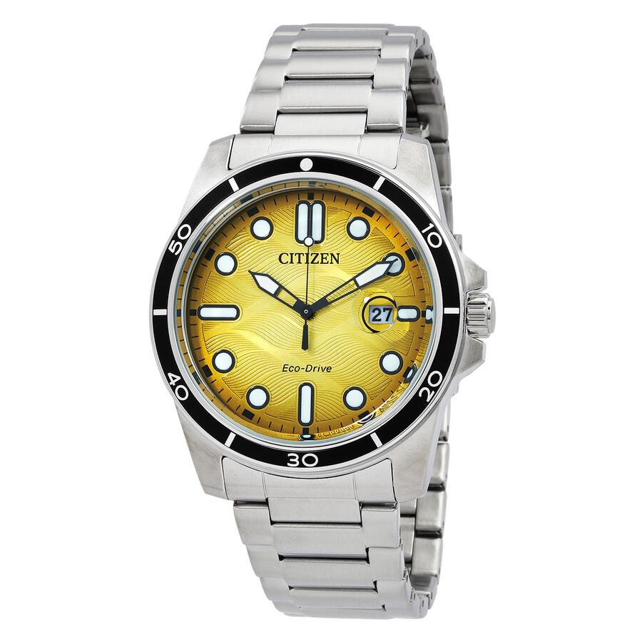 O Shop Marine 1810 Eco-Drive Yellow Dial Men's Watch AW1816-89X on
