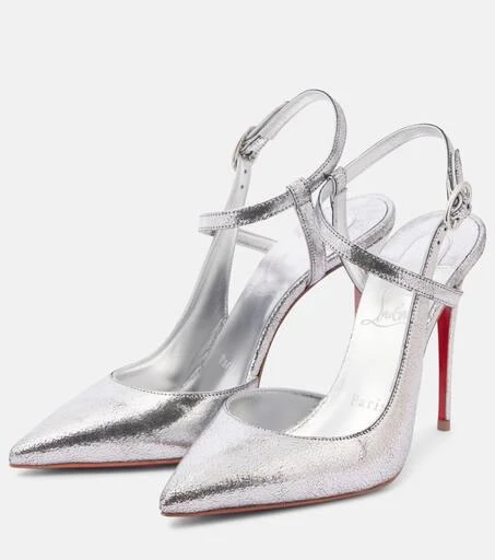 Christian Louboutin Jenlove 100 metallic leather slingback pumps 4