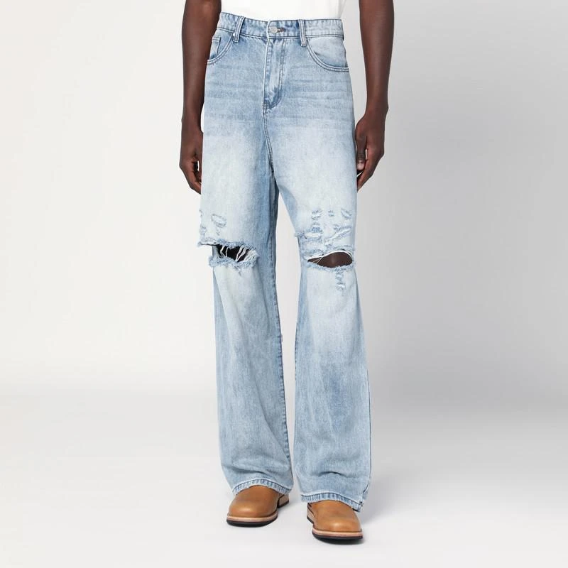 Basketcase Gallery Light blue washed jeans with rips 1