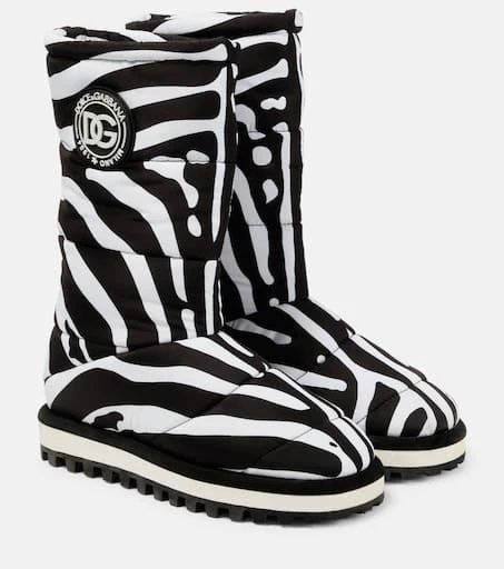 Dolce 
Gabbana Zebra-print padded nylon snow boots 1