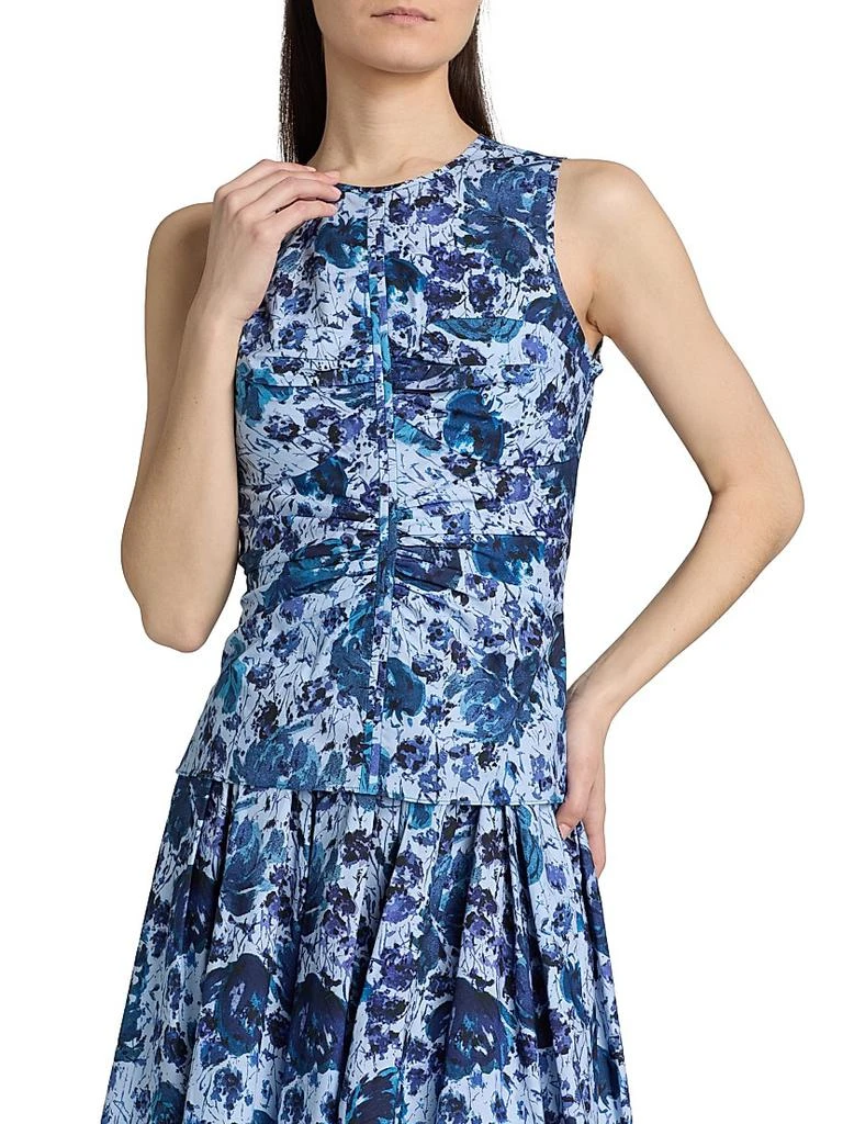 PRABAL GURUNG Floral Cotton-Blend Ruched Top 3