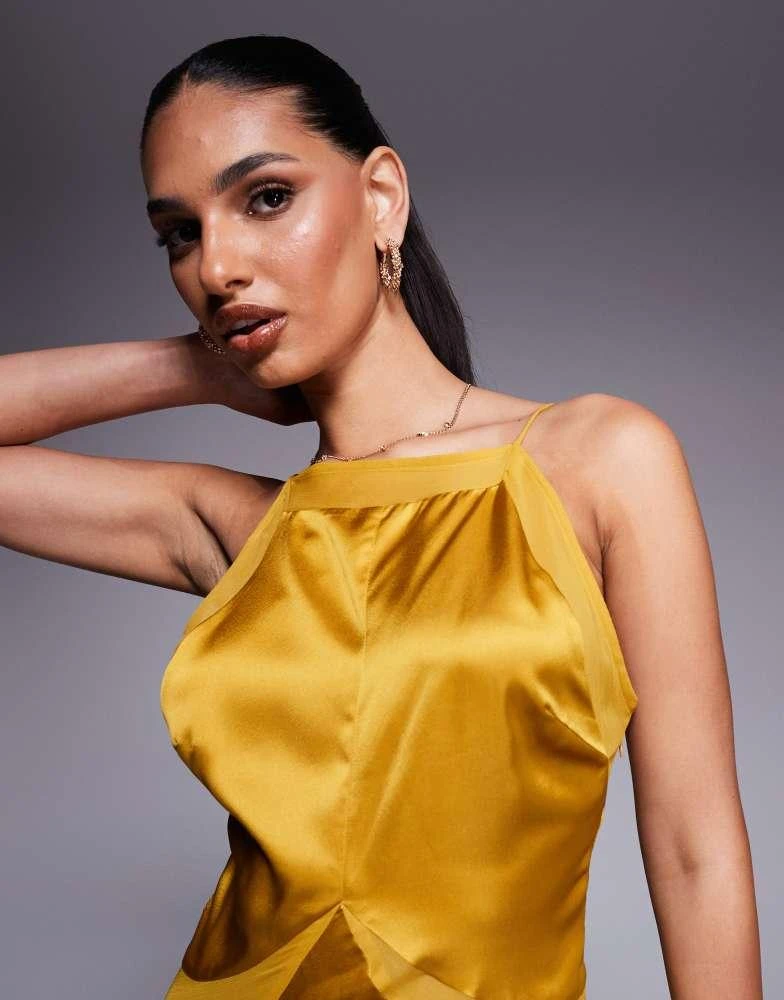 chinese dress ladies ASOS DESIGN twist front bias satin maxi dress with gold hardware in ol –  VinNews Recommendations main image 0