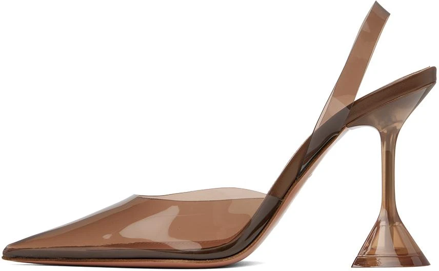 Amina Muaddi Brown Holli Glass Sling Heels 3