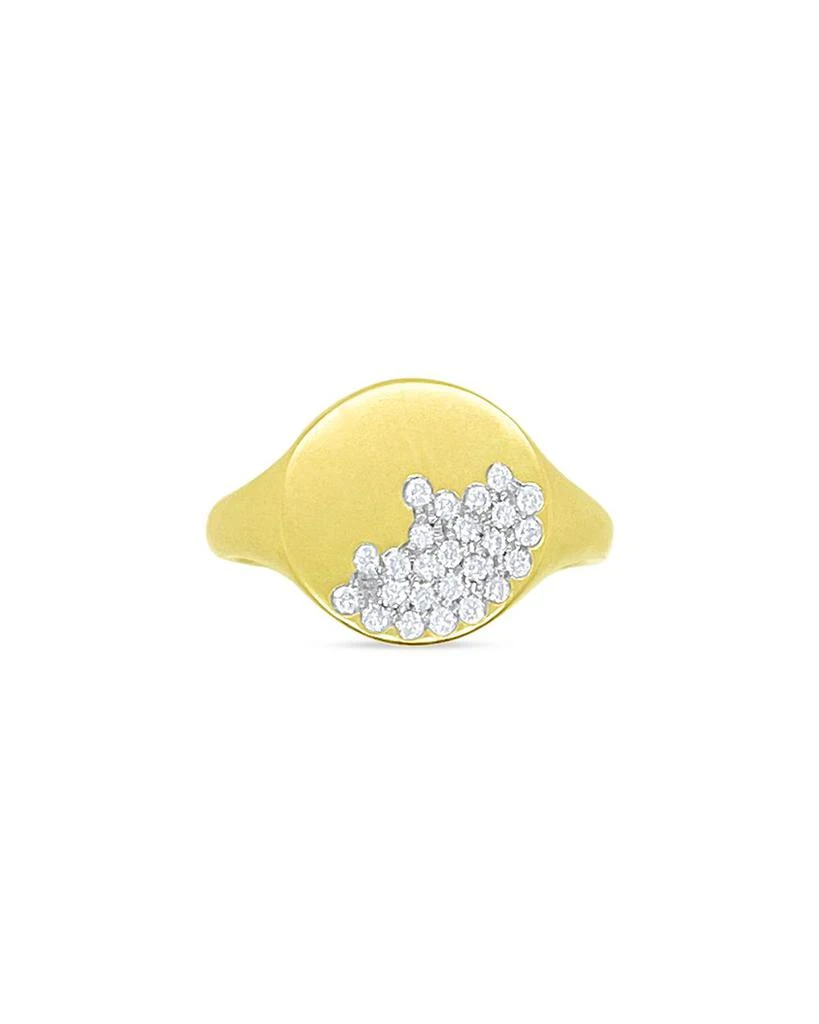 Meira T 14K Yellow Gold Diamond Pavé Signet Ring 1