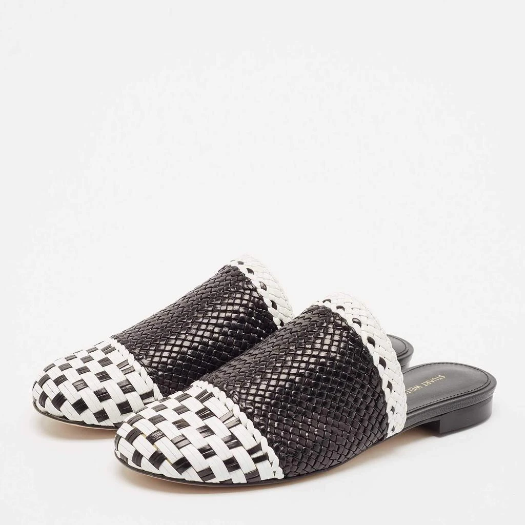 Stuart Weitzman Stuart Weitzman Black/White Woven Leather Indiana Flat Mules Size 36 2