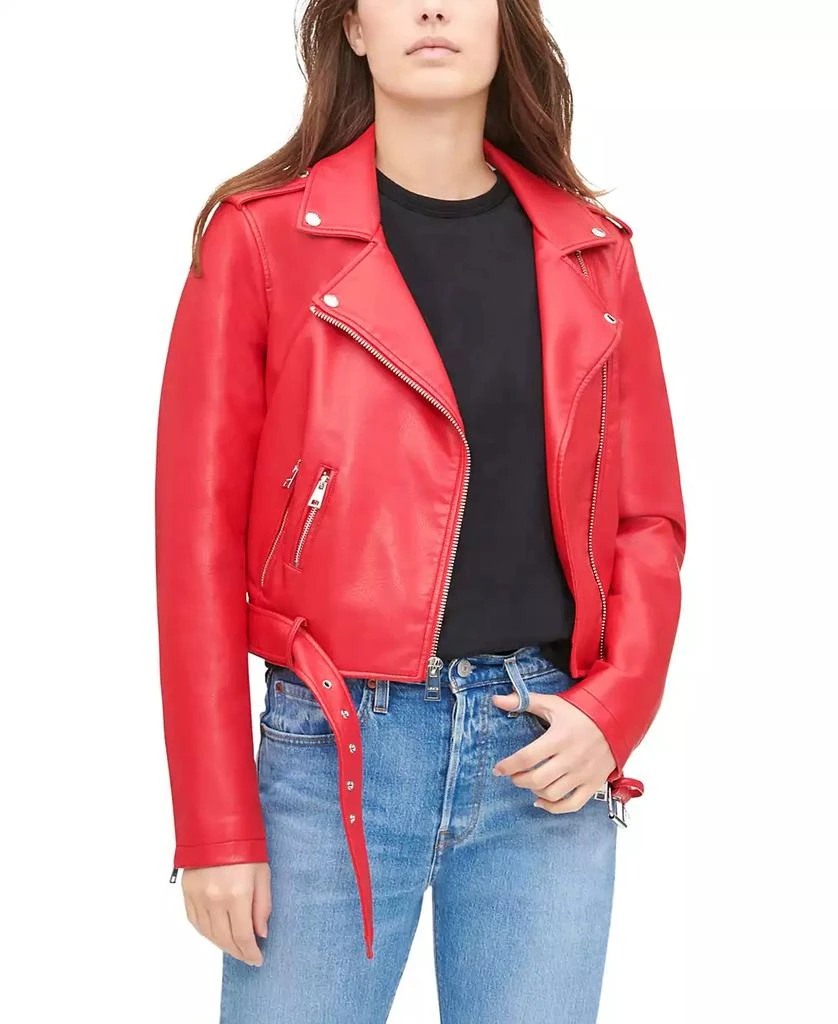 Levi's Women's Faux-Leather Belted Hem Moto Jacket 1
