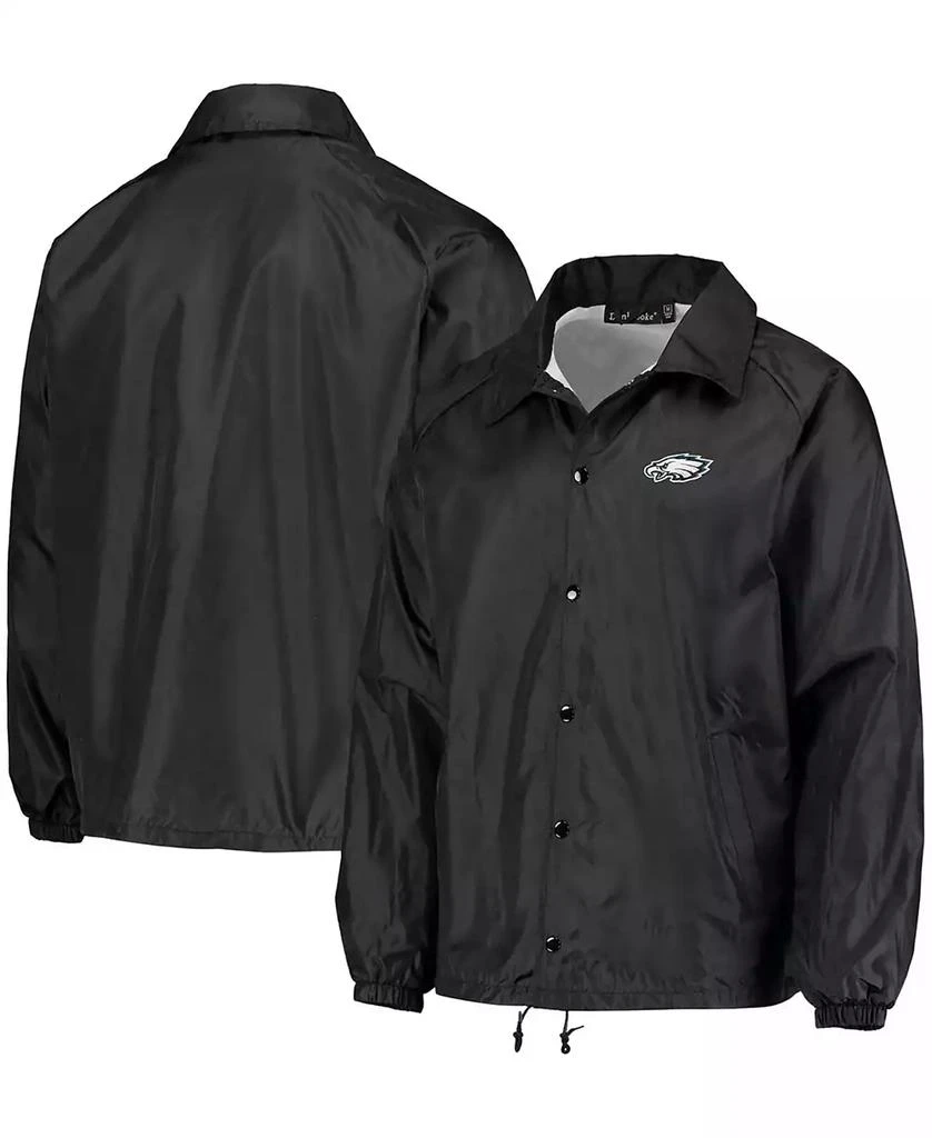 Dunbrooke Men
s Black Philadelphia Eagles Coaches Classic Raglan Full-Snap Windbreaker Jacket