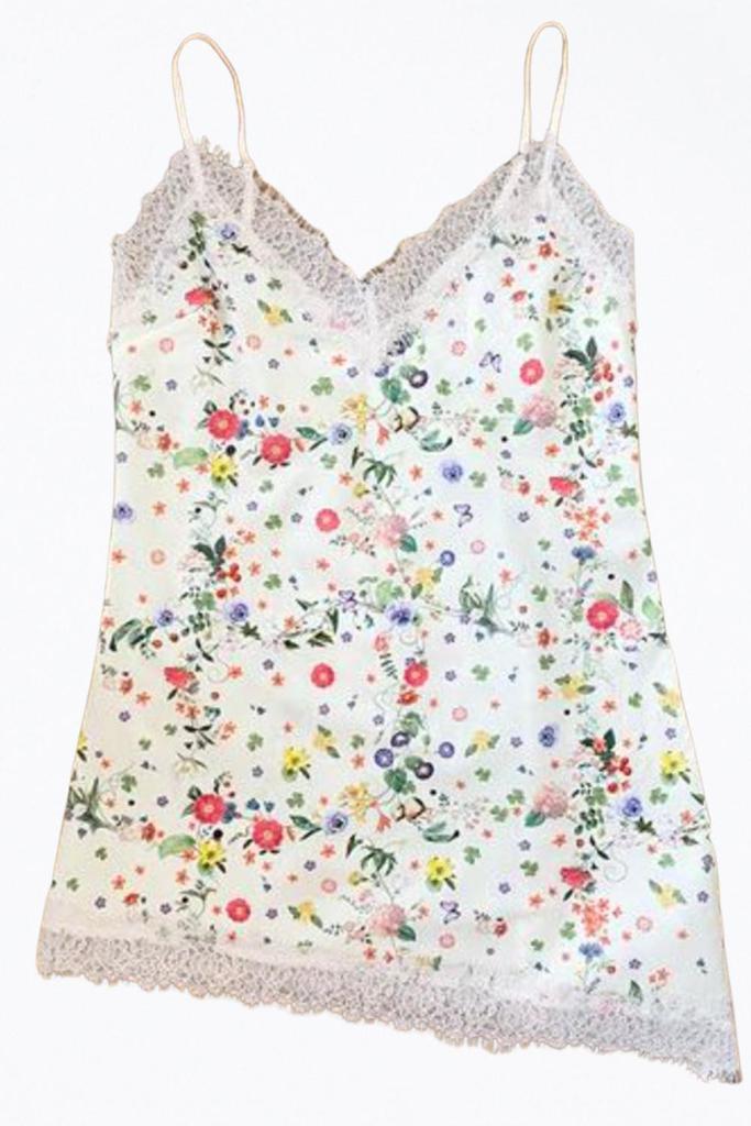 Only Hearts MARIANNE FLORAL ORGANIC COTTON ASYMMETRIC SLIP