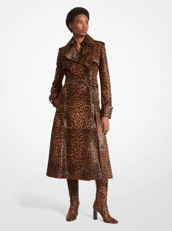 Michael Kors Leopard Print Calf Hair Trench Coat 1