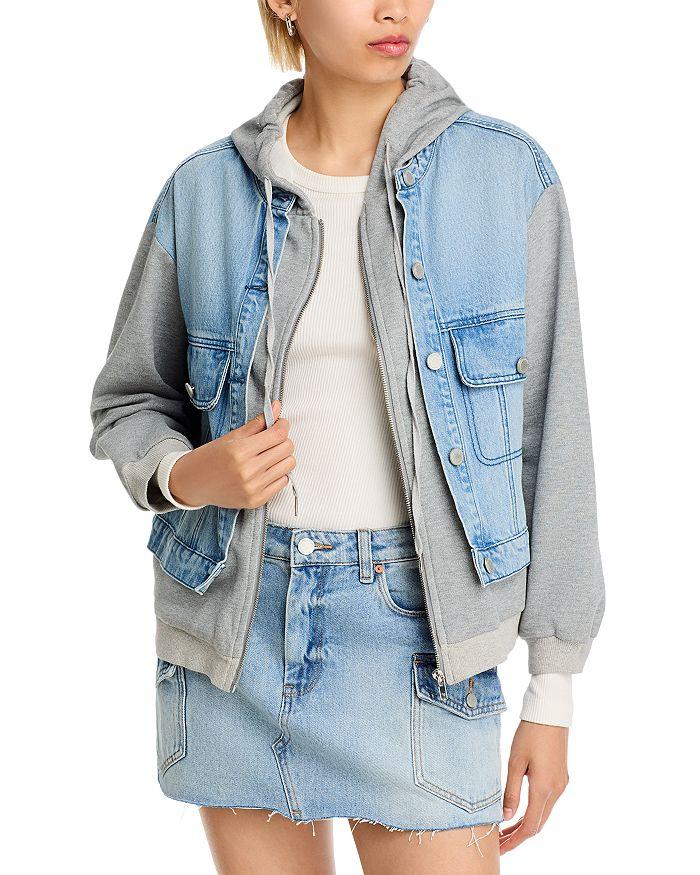 Blank NYC Bomber Jacket in Denim/Beige - Jackets - Free
