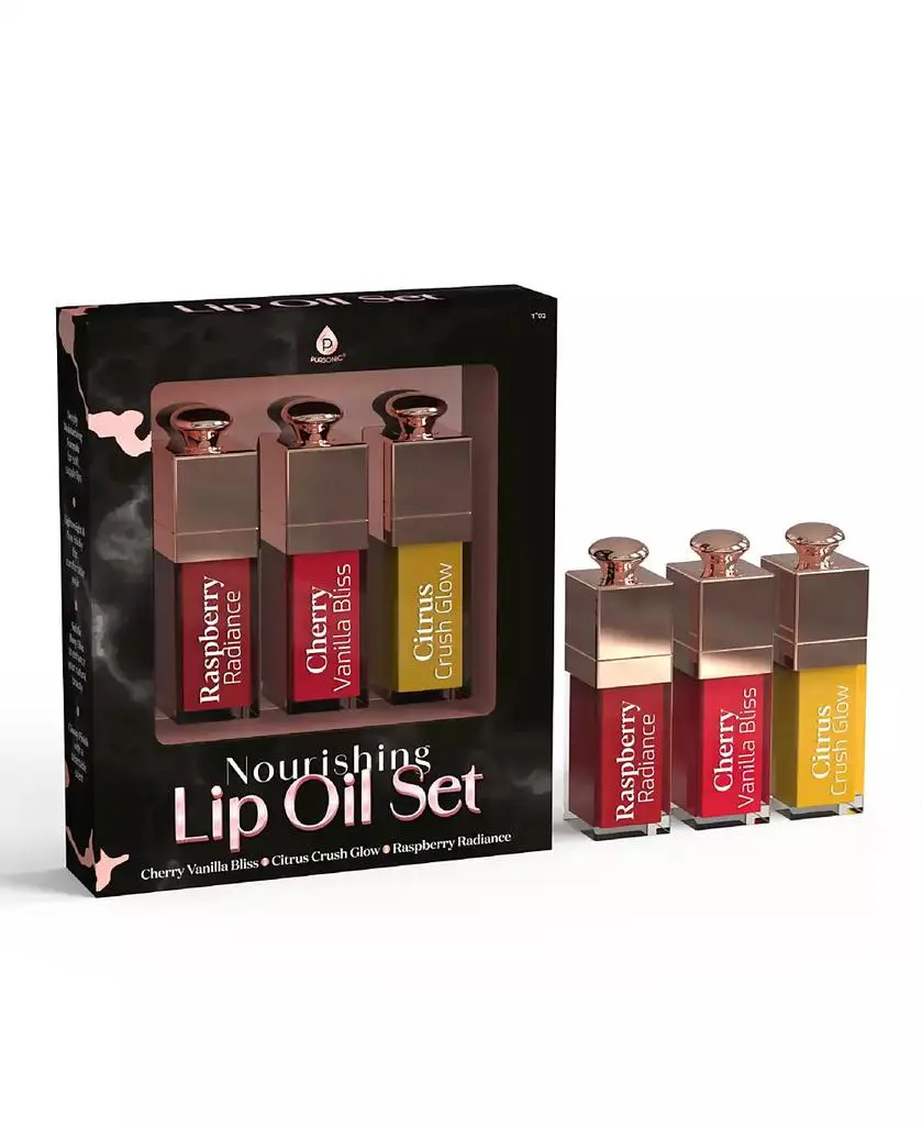 PURSONIC Nourishing Lip Oil Set 3 Flavors of Moisturizing Shine